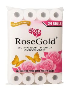 Rose Gold 2 Ply Bathroom Tissue Roll/Toilet Tissue Sheets/Bathroom Tissue Paper/Made of Natural Paper for Daily Use pack of 24 Roll