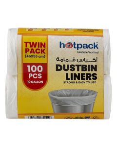 Hotpack Dustbin Liner White Economy 45X55cm, 50 Pieces X 2 Roll