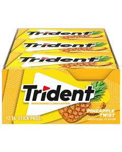 Trident Pineapple Twist SugarFree Chewing Gum 12 Packs of 14 Pieces 168 Total Pieces