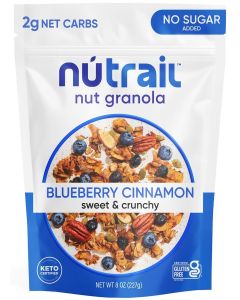 NuTrail Nut Granola Cereal, Blueberry Cinnamon, No Sugar Added, Keto, Low Carb, Gluten Free, Grain Free, Healthy Breakfast 8 oz. 1 Count
