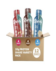 OWYN Only What You Need Protein Shake, 20g Vegan Protein, Ready to Drink, Dairy Free, Great Taste, 4g Sugar, 5g Net Carbs, Strawberry Banana Variety Pack, 12 Fl Oz (12 Pack)