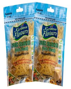 KARIBBEAN FLAVOURS Premium Irish Moss Superfood 2-Pack (2 x 3 Oz) / Wildcrafted / Non GMO / Organic / Vegan / Hand Picked / Sun Dried / Makes Perfect Gel