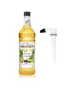 Monin French Vanilla Syrup with Monin BPA Free Pump Boxed Versatile Flavor Natural Flavors Great for Coffees Cocktails Shakes and Kids Drinks NonGMO GlutenFree 1 Liter