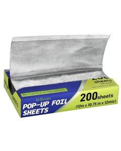 Biocean 200 PreCut Aluminum Foil Sheets 12 x 1075 PopUp Foil Sheets for Restaurant Use Disposable Food Wrapping for Burritos Hot Dogs and Sandwiches