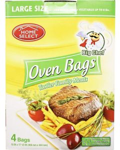 Home Select Oven Bags Large Size 16 Inch x 175 Inch 4 Bags for Meats Fish Vegetables up to 8 lbs