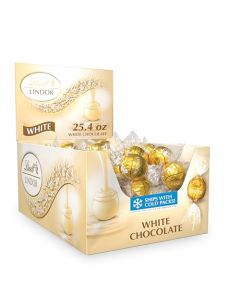 Lindt LINDOR White Chocolate Candy Truffles White Chocolate Candy with Smooth Melting Truffle Center 254 oz 60 Count