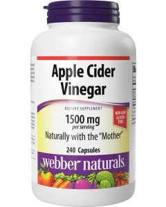 Webber Naturals Apple Cider Vinegar Capsules with The Mother 1500 mg per Serving High Potency 240 Capsules Natural Digestion Support Sugar Dairy Gluten Free