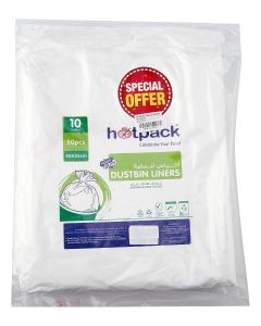 Hotpack White Trash Bags 45x55cm, 10 Gallon 50 Pieces, Pack of 3 150 Pieces