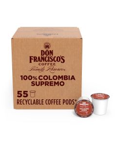 Don Franciscos Colombia Coffee 55 KCup Compatible SingleServe Pods 100 Arabica Recyclable through TerraCycle Floral Aroma with Winey Notes Compatible with Keurig Brewers