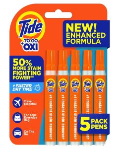 Tide Stain Remover for Clothes, Tide To Go Pen, Instant Stain & Spot Remover for Clothes, Travel & Pocket Size, 5 Count (Pack of 1) (Packaging May Vary)