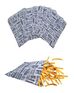 Inditradition Multipurpose Food Wrapping Paper Envelopes, Snack Bags / Pack of 100, White with News Print (Medium, 5.5x12")