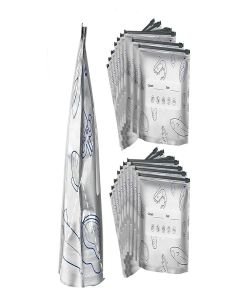 KLIVE Aluminum Foil Storage Bags With Zip Lock, Reusable Airtight Food Storage Pouches, Stand Up Freezer Bags With Label, Silver Foil Kitchen Storage For Vegetables Fruits Meat Pack Of 10