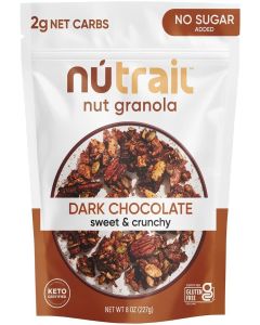 NuTrail Nut Granola Cereal, Dark Chocolate, No Sugar Added, Keto, Low Carb, Gluten Free, Grain Free, Healthy Breakfast 8 oz. 1 Count