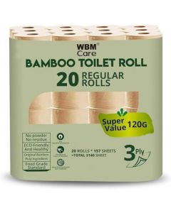 Care Bamboo Paper Towels Strong Flexible 3Ply Designed for Sensitive Skin Tree Free AllNatural Healthy Bath Toilet Tissues 250 SheetsRoll Total 5000 Sheets 20 Rolls