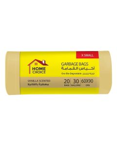30 Gallons Scented-VANILLA, Pack of 20-Pieces, Size 60*90 cm Drawstring Scented Trash Bags, Drawstring Garbage Bags Rolls, Bio-Degradable, Bin Liners with Ribbon Neck Tie