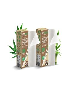 Imeco Reusable Kitchen Towel Roll-2000 Times Washable/Soft & Highly Absorbent/Better Alternative to Dishcloth, Kitchen Tissue Paper Roll/Paper Towel/Eco Bamboo Wipes for Home Cleaning/20 Sheets