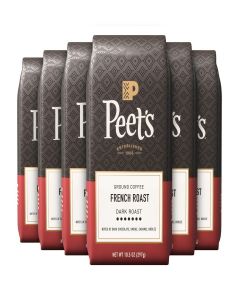 Peet's Coffee, Dark Roast Ground Coffee - French Roast 63 Ounces (6 Bags of 10.5 Ounces)