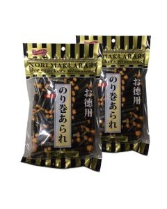 Shirakiku Japanese Nori Maki Arare Rice Crackers with Glutinous Rice Soy Sauce Wheat and Seaweed Crispy and Savory Cracker Snacks Seaweed Flavor Pack of 25oz Each Total 10oz