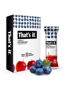 Thats it Apple Blueberry 100 Natural Real Fruit Bar Best High Fiber Vegan Gluten Free Healthy Snack Paleo for Children Adults Non GMO No Sugar Added No Preservatives Energy Food 12 Pack