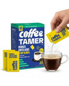 Coffee Tamer Acid Reducer Powder 50 Pack Box All Natural Coffee Acid Reducer Alkalizing Granules Reduce Acidity By 90 Keto Friendly SugarFree NonGMO Preserves Original Flavor