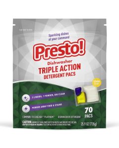 Brand Presto Triple Action Dishwasher Pacs Lemon Scent 70 Count