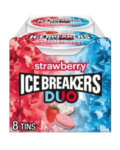 Ice Breakers Duo, Sugar Free Mints, Strawberry and Mint, Pack of 8 x 42 g