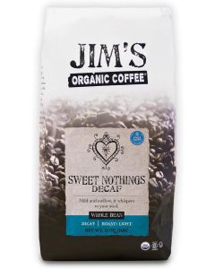 Jim's Organic Coffee Sweet Nothings Decaf Whole Bean - Light Roast, 12oz