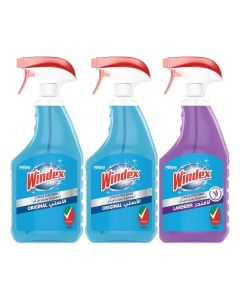 Windex Window & Glass Cleaner 2 x Original & 1 x Lavender, Streak Free Shine, Works On Smudges & Fingerprints, 3 x 750ml
