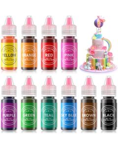 Food Coloring Liquid 10 Colors for BakingCherrysea Food Grade Cake Food Coloring Set for HalloweenFondantCookiesIcingEaster Egg Dessert Decorating Making DIY Supplies Kit 025 Fl oz 6
