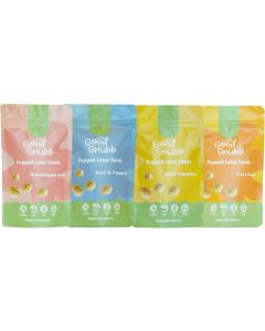 Good Grubb Popped Lotus Seeds Mixed Pack - Himalayan Salt, Salt & Pepper, Mild Cheddar, Peri Peri
