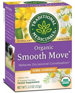 Tea, Organic Smooth Move Chamomile, Relieves Occasional Constipation, Senna, 16 Tea Bags