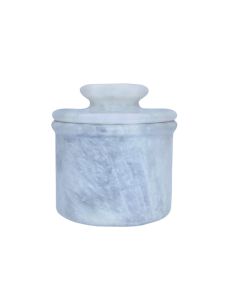 White Marble Butter Keeper with Lid Soft Spreadable French Butter Crock for Countertop Home and Kitchen Decor Large 3 oz Capacity