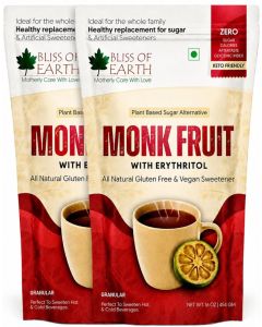 Bliss of Earth Monk Fruit Sweetener with Erythritol 454g, Pack of 2, Zero Sugar, Zero Calories & Zero Glycemic Index, Natural Sugar Substitute for Keto Diet, Vegan, Gluten Free Sweetener for Tea, Coffee, Baking & Cooking