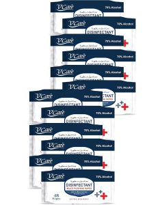 Disinfectant Multi-Purpose Anti Bacterial Wipes - 48'S / Kills 99.9% Of Germs / Cleans And Protects Surfaces / (Pack Of 12)