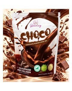 Choco Collagen Drink Powder 200g Chocolate Beverage Mix with L-Carnitine Green Tea Extract Psyllium Husk 10 Sachets