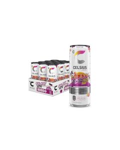 CELSIUS GALAXY VIBE Sparkling Strawberry Watermelon Sugar Free Energy Drink 12 Fl Oz Pack of 12