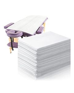 Tatuo 50 Pieces 31 x 70 Inches Disposable Bed Sheets Bed Cover Massage Table Sheet Nonwoven Fabric for Spa Lash Beauty Salon Waxing HotelsWhite