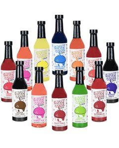 Concession Express Snow Cone Syrup Party Pack 12 Pack 127 oz Bottles Variety of 12 Flavors for Snow Cones Shave Ice Blue Raspberry Bubble Gum Cherry Cotton Candy Fruit Punch Grape Lemon Lime Lemonade Orange Strawberry Root Beer and Watermelon