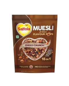 Muesli Choco Crunch with Flavour Pops, 450 gm / 15 in 1 Fruit and Nuts, Seeds, Millet & more / Cereals for breakfast rich in wholegrain, protein, fibre