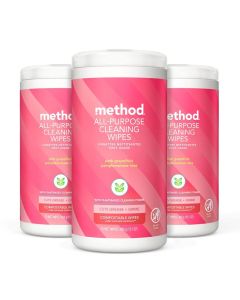 Method AllPurpose Cleaning Wipes Pink Grapefruit MultiSurface Compostable 70 Count Pack of 3