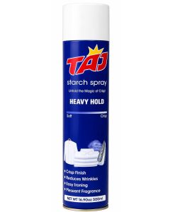 Taj Heavy Starch Spray 500ml – Professional Ironing Starch Easy Ironing & Long-Lasting Fabric Finish, Suitable for Shirts, Trousers, Uniforms & Cotton Fabrics