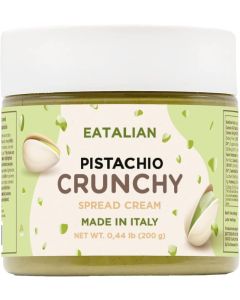 EATALIAN by AMZ BETTER Spreadable Crunchy Pistachio Cream 7 oz/200 gr, Pistachio Cream with Grains, Protein Paste, Sweet Taste, Ideal for Filling Cakes, Excellent for Dubai Chocolate, Made in Italy