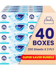 Fine Classic Facial Tissue - 40 Packs of 200 Sheets