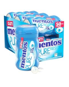 Mentos Pure Fresh SugarFree Chewing Gum with Xylitol Fresh Mint 50 Count Pack of 6