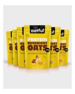Oatful Overnight Oats – Choco PB Banana 6 Single-Serve Pouches Total 510g / 25g Protein per Serving, Vegan, Gluten Free, Sugar Free Healthy Breakfast or Snack