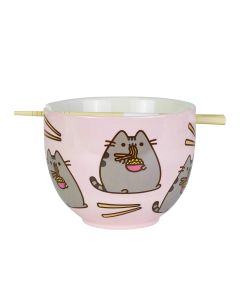 Enesco Pusheen by Our Name is Mud Ramen Bowl and Chopsticks Set 4 Pink 18 fluid ounces