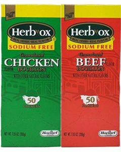 HerbOx Sodium Free Bouillon BundleBeef and Chicken 100 Total Packets
