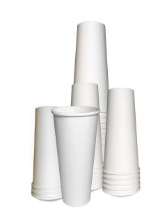EcoQuality Extra Large 20oz White Paper Coffee Cups - (150 Count) Disposable Paper Coffee Cups - Hot Drink, Tea, Coffee, Cappuccino, Hot Chocolate, Chai, Chai Latte, Office, Travel, Recyclable