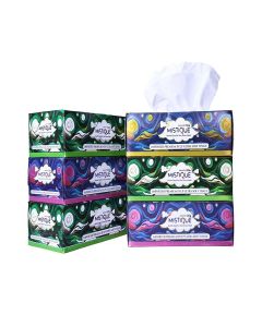 MISTIQUE Ultra Soft 2 Ply Facial Tissue Paper Box / 600 Pulls / 100 Pulls x 6 Boxes / Natural Virgin Pulp / Skin Friendly & Highly Absorbent / Car, Home & Office Use / Sheet Size (20 * 20) cm
