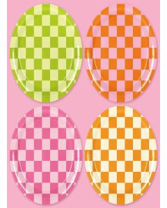 JarThenaAMCS 40Pcs Checkered Paper Plates Pink Green Orange Plaid Disposable Plates 9 Inch Retro Groovy Dinner Dessert Plates for Bachelorette Birthday Preppy Party, 4 Colors